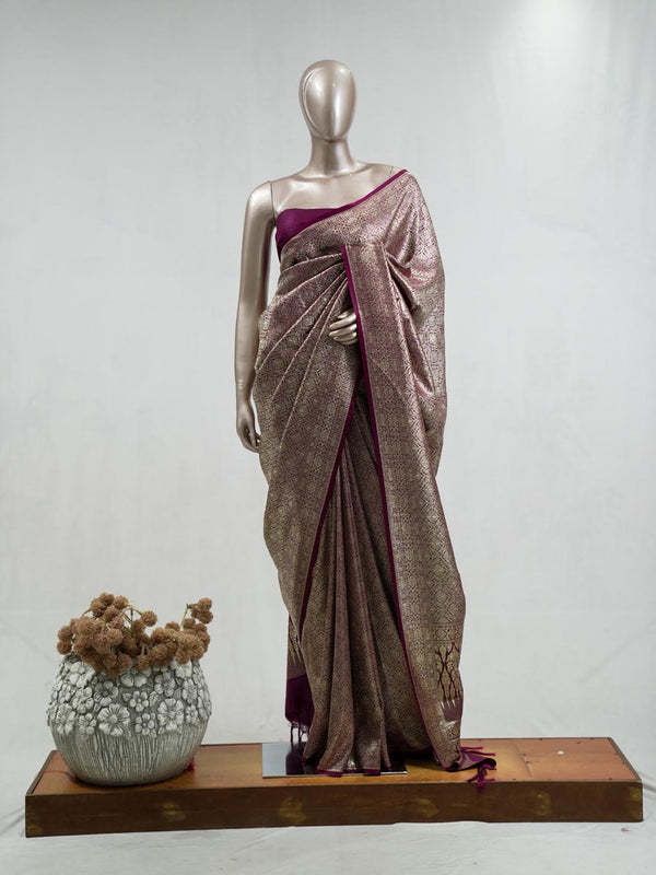 Semi Katan Banarasi Saree  P  SAN3881