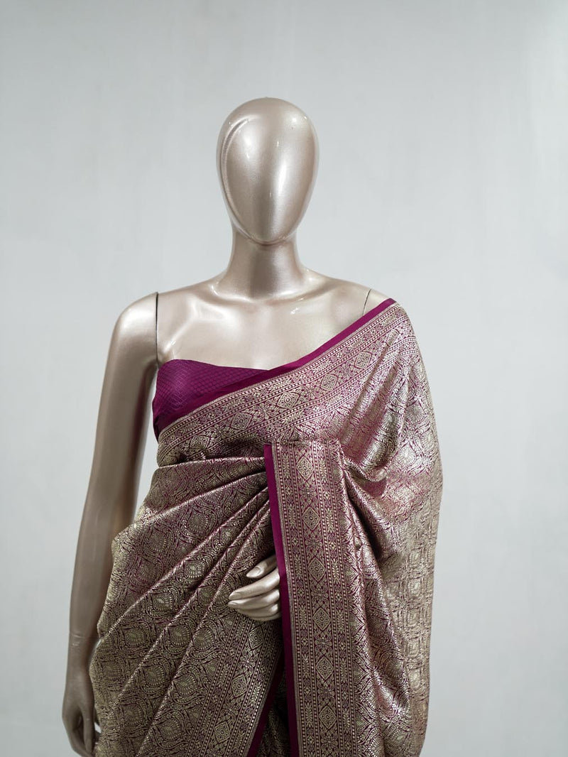 Semi Katan Banarasi Saree  P  SAN3881