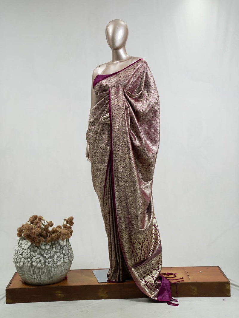 Semi Katan Banarasi Saree  P  SAN3881