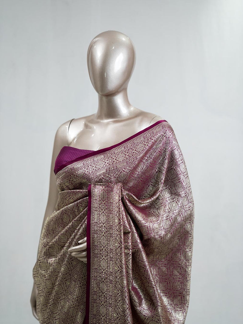 Semi Katan Banarasi Saree  P  SAN3881