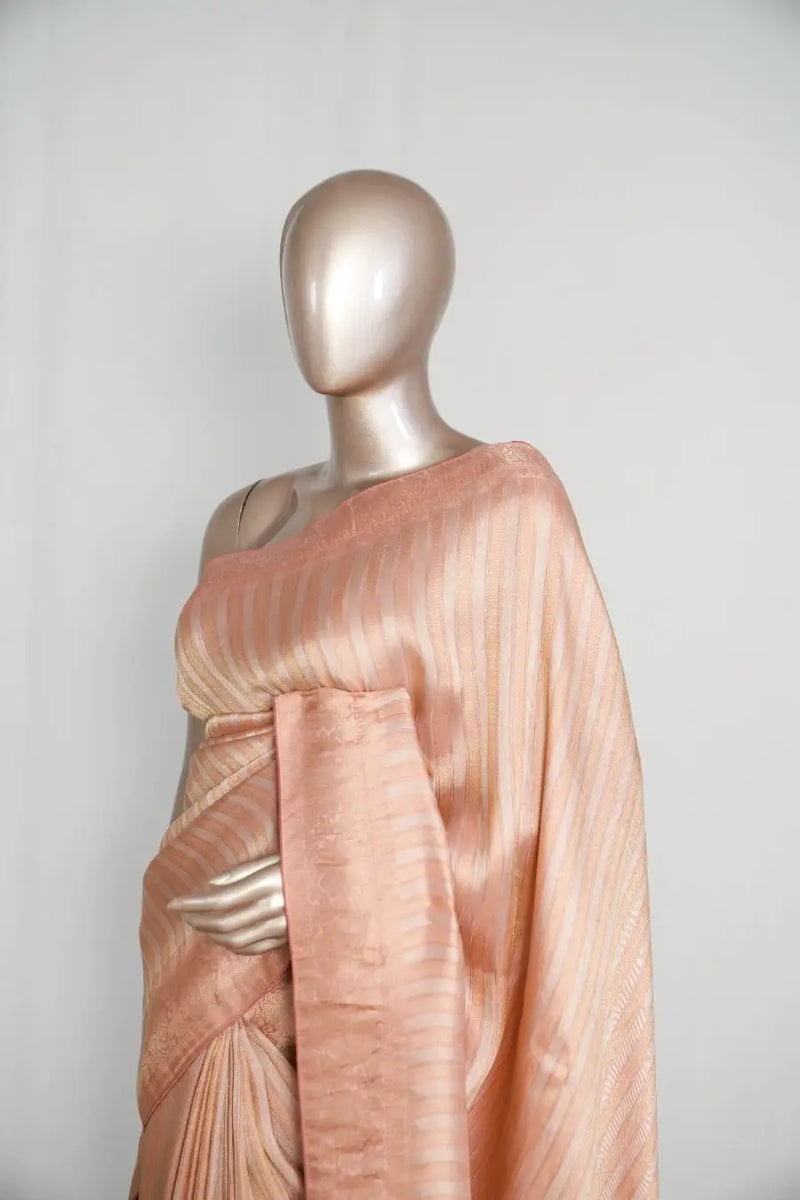 Banarasi Brocade Silk Saree with Striped Weaving   SAN4613