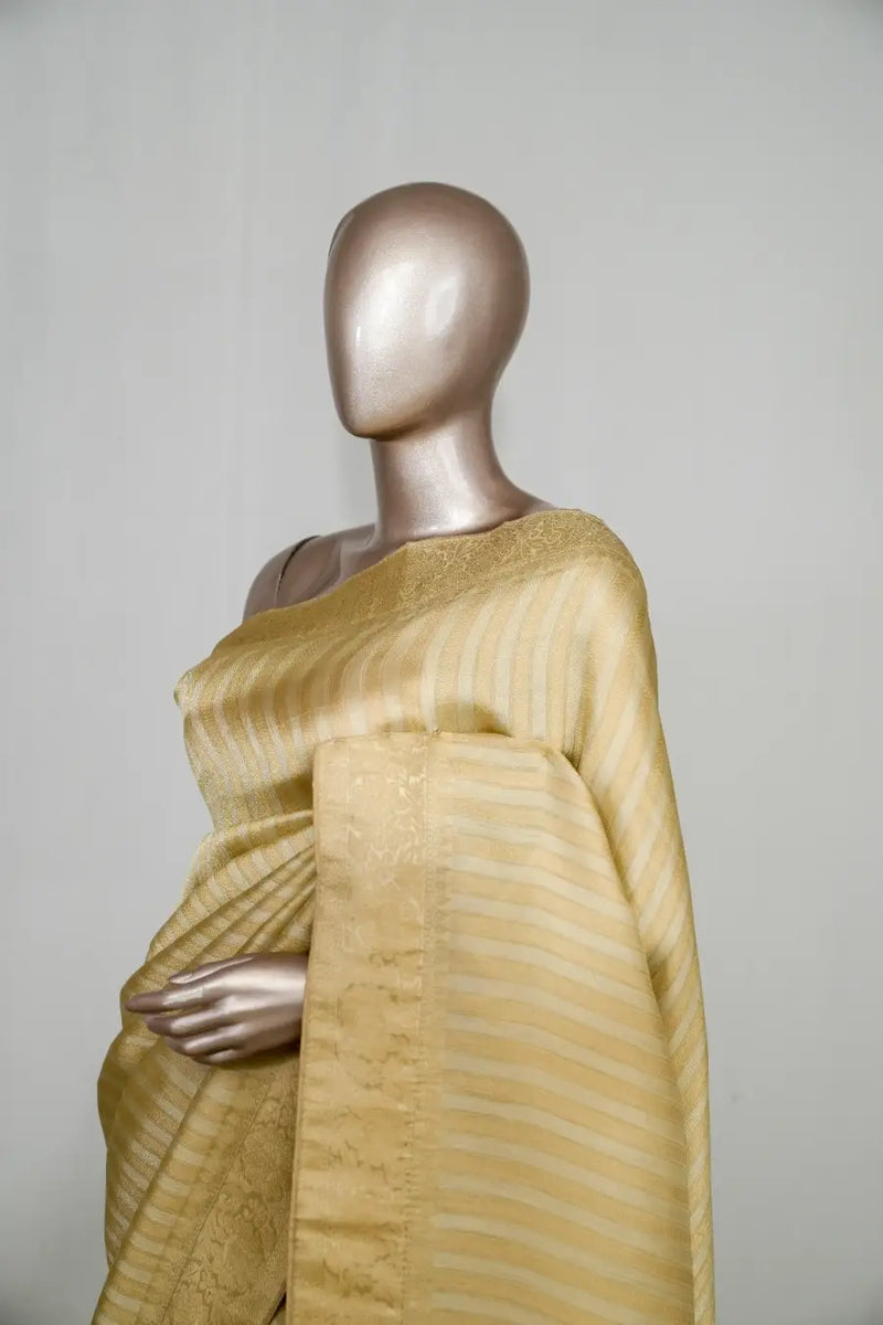 Banarasi Brocade Silk Saree with Striped Weaving  SAN4596