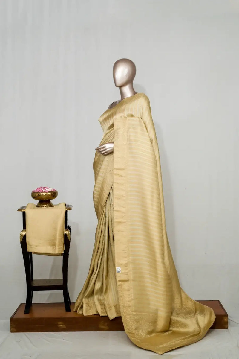 Banarasi Brocade Silk Saree with Striped Weaving  SAN4596