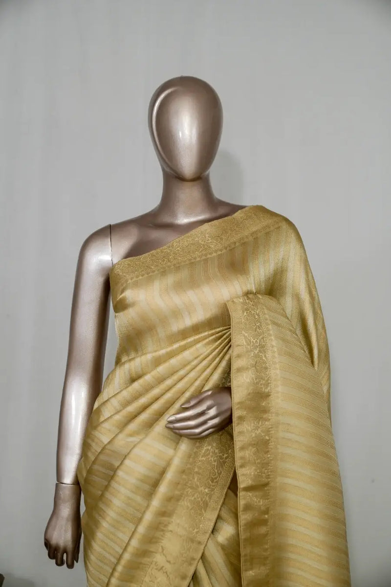 Banarasi Brocade Silk Saree with Striped Weaving  SAN4596