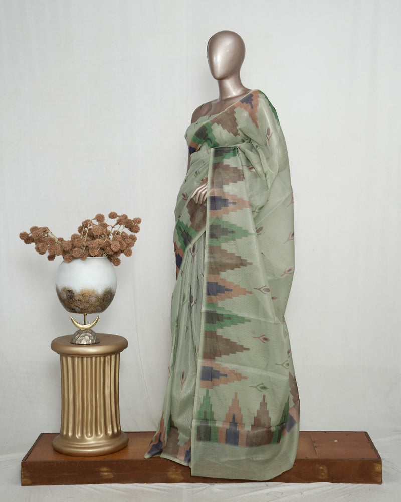 Tissue Kota Saree with Woven Geometric Motifs SAN5269