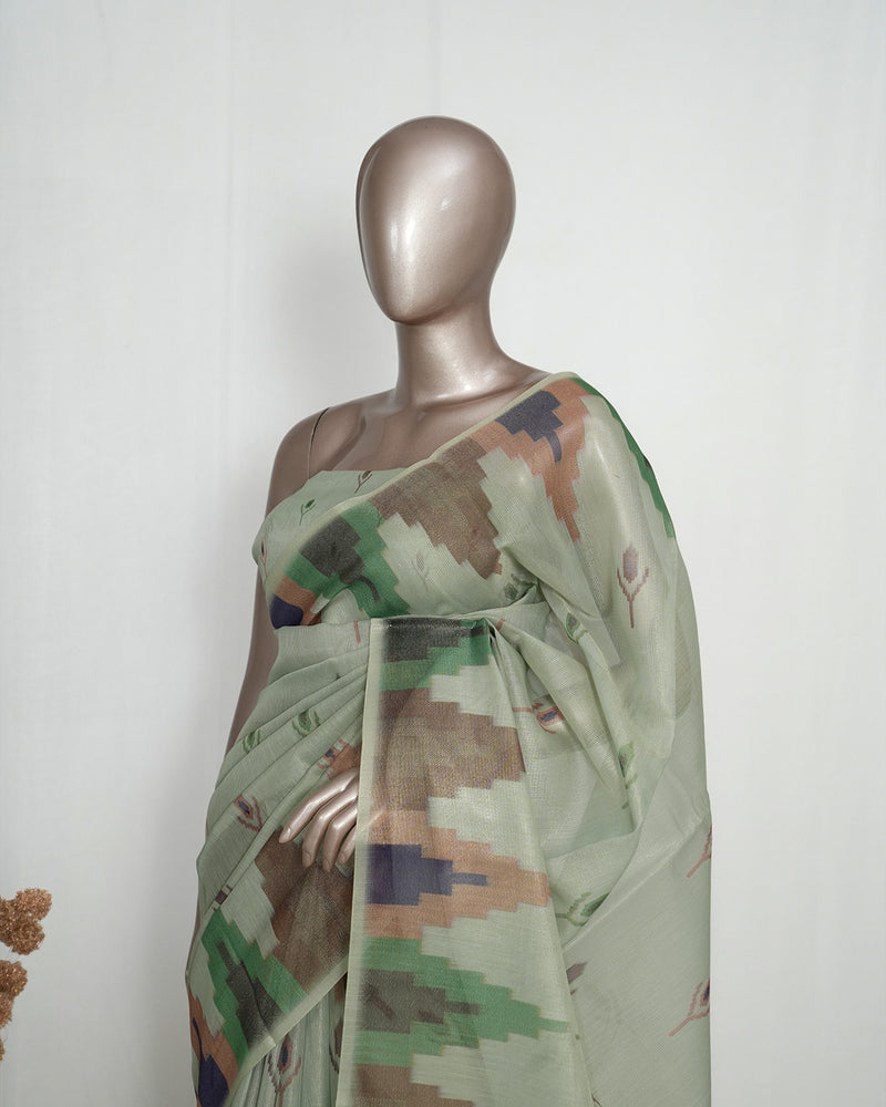 Tissue Kota Saree with Woven Geometric Motifs SAN5269