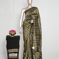 Black with antique golden banarasi semi silk Saree SAN4656
