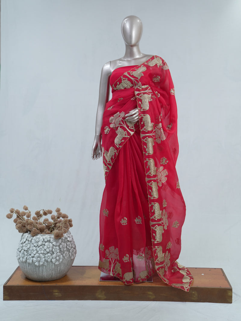 Pure Organza embrodiry saree  SAN4933