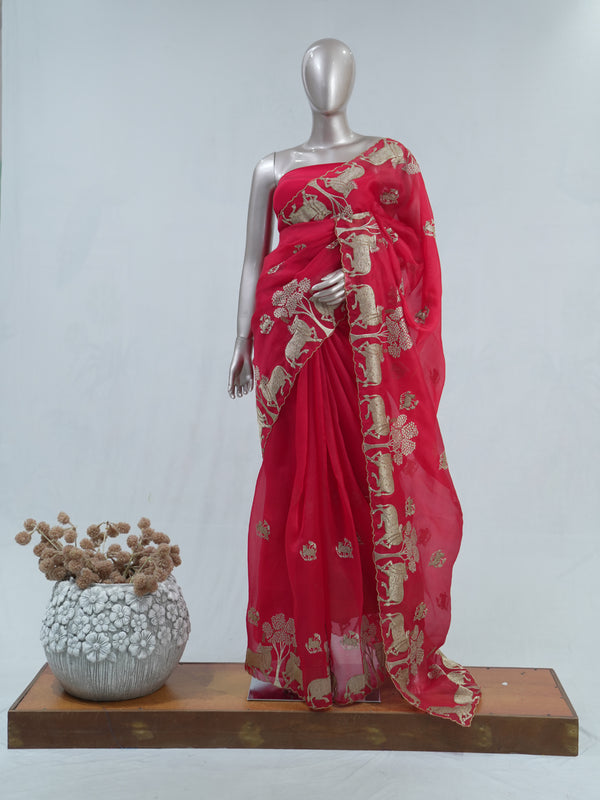 Pure Organza embrodiry saree  SAN4933