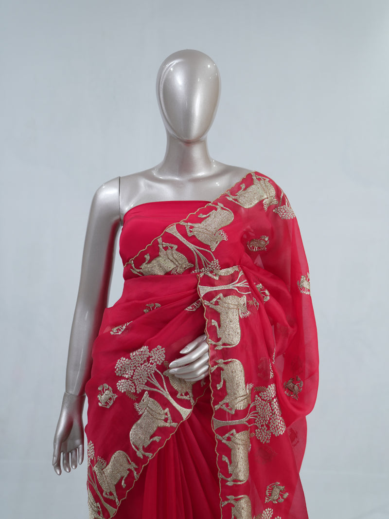 Pure Organza embrodiry saree  SAN4933