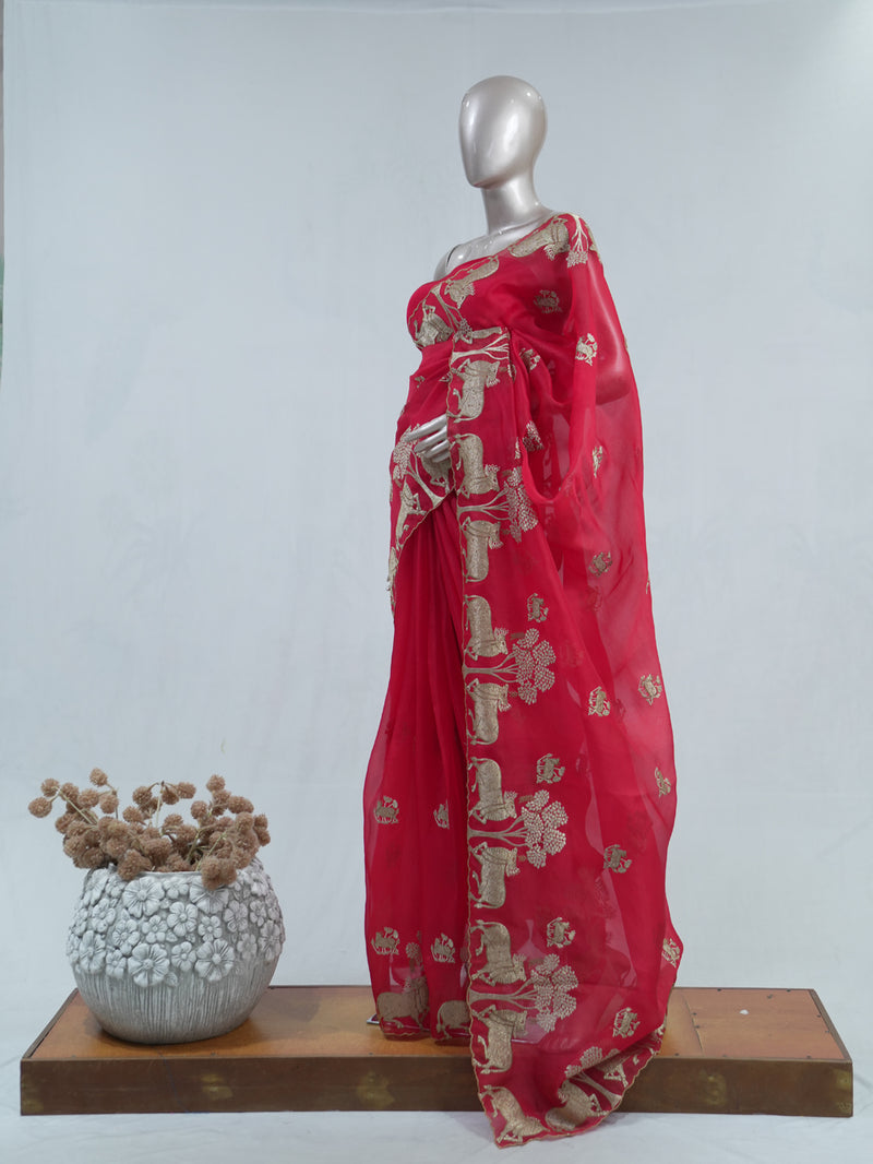 Pure Organza embrodiry saree  SAN4933
