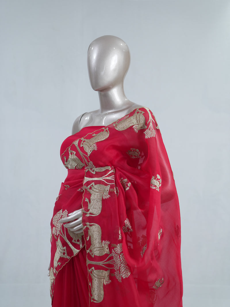 Pure Organza embrodiry saree  SAN4933